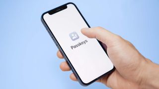 An iPhone showing passkeys