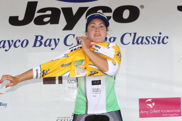 Chloe Hosking (Total Rush) leads both the sprint and overall race competitions