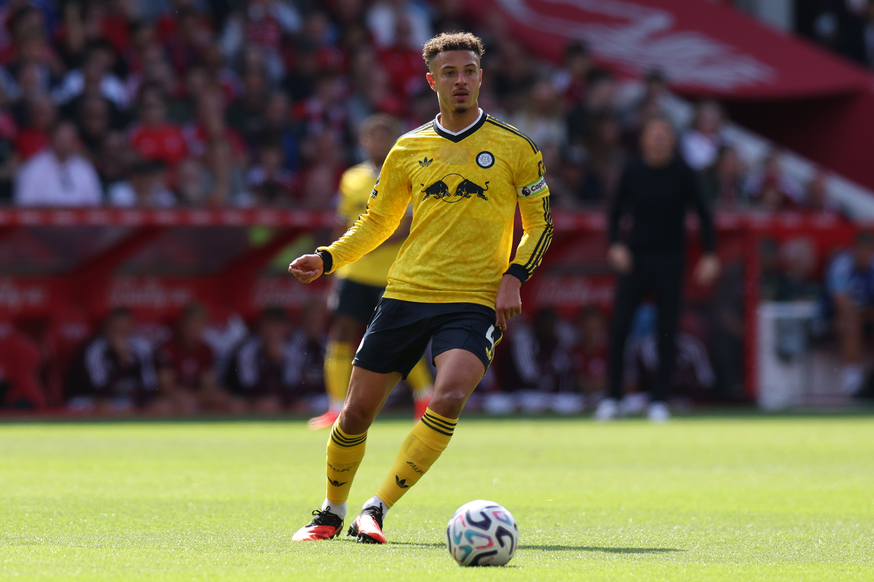 NOTTINGHAM, ENGLAND - AUGUST 22: Ethan Ampadu of Leeds United during the Premier League 2026/27 match between Nottingham Forest FC and Leeds United at City Ground on August 22, 2026 in Nottingham, England. (Photo by Michael Steele/Getty Images)