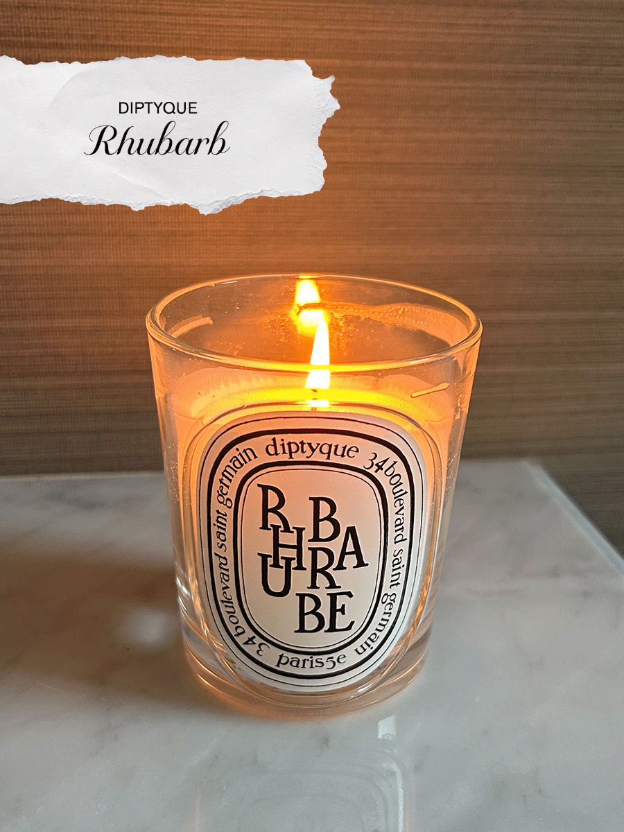 Diptyque Shiso and Rhubarbe candles