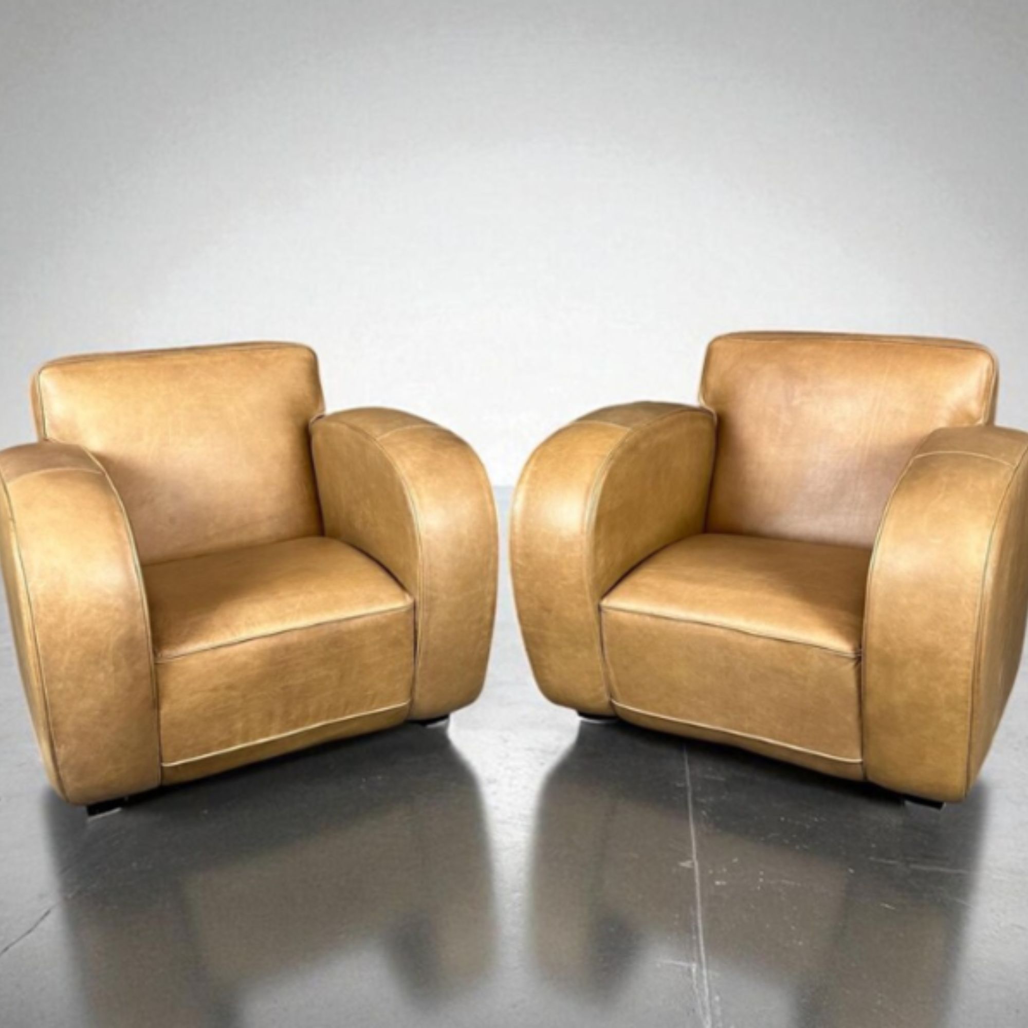 French Art Deco Leather Club Chairs