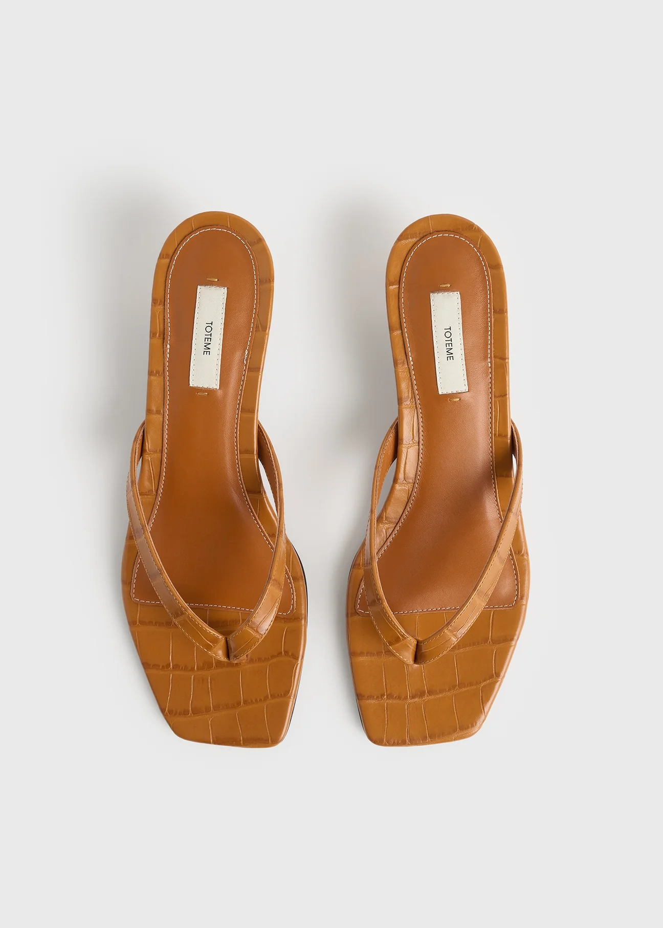 Croco-Embossed Heeled Flip Flops Tangerine - 35