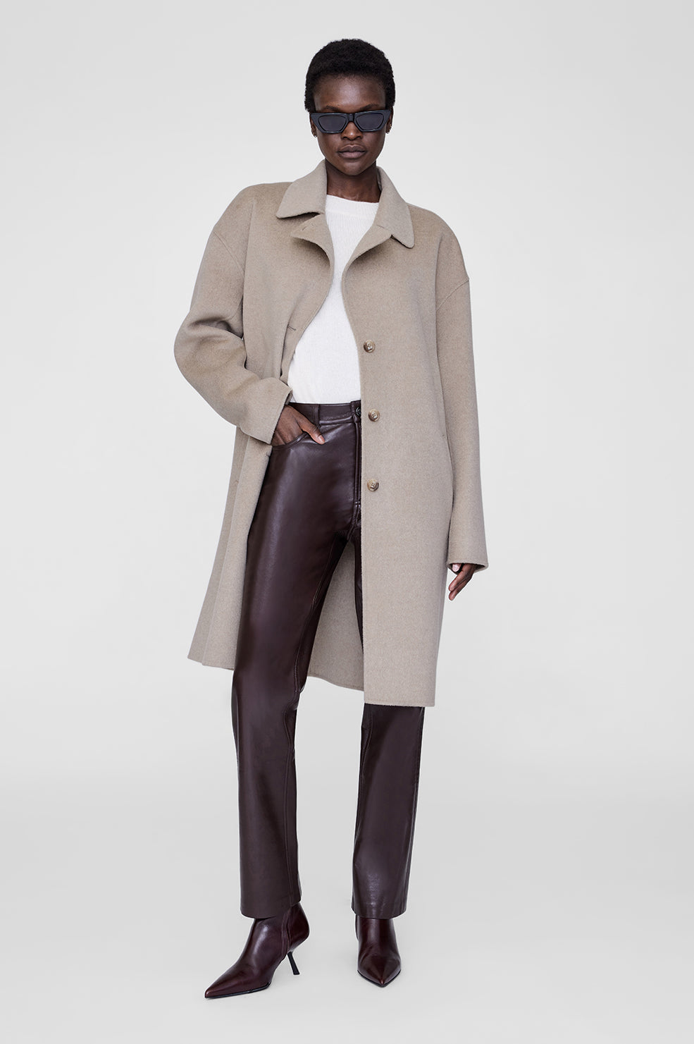 Portia Coat - Oatmeal Melange Cashmere Blend
