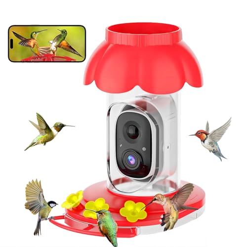 Hummingbird Feeder With Camera,wireless Smart Bird Feeders for Outdoors Video Watching Ai Camera With Auto Capture Videos & Motion Detection Ideal Gift for Bird Lovers