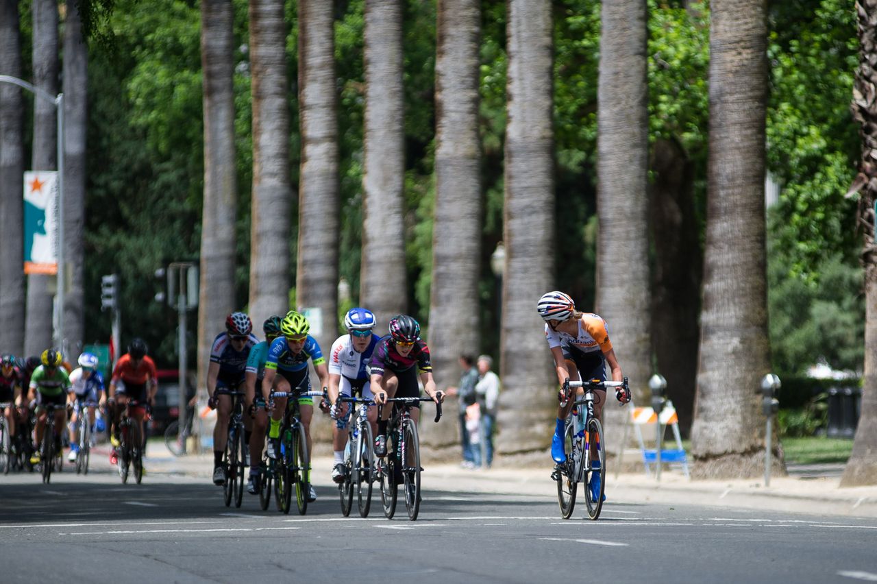 Riders attack on the front
