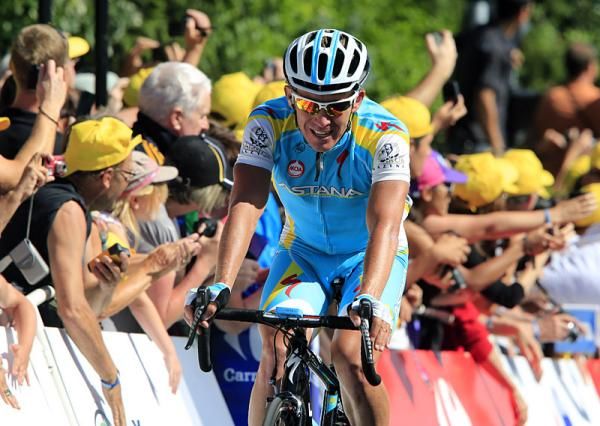 Dmitriy Fofonov (Astana) crosses the finish line in 10th place.
