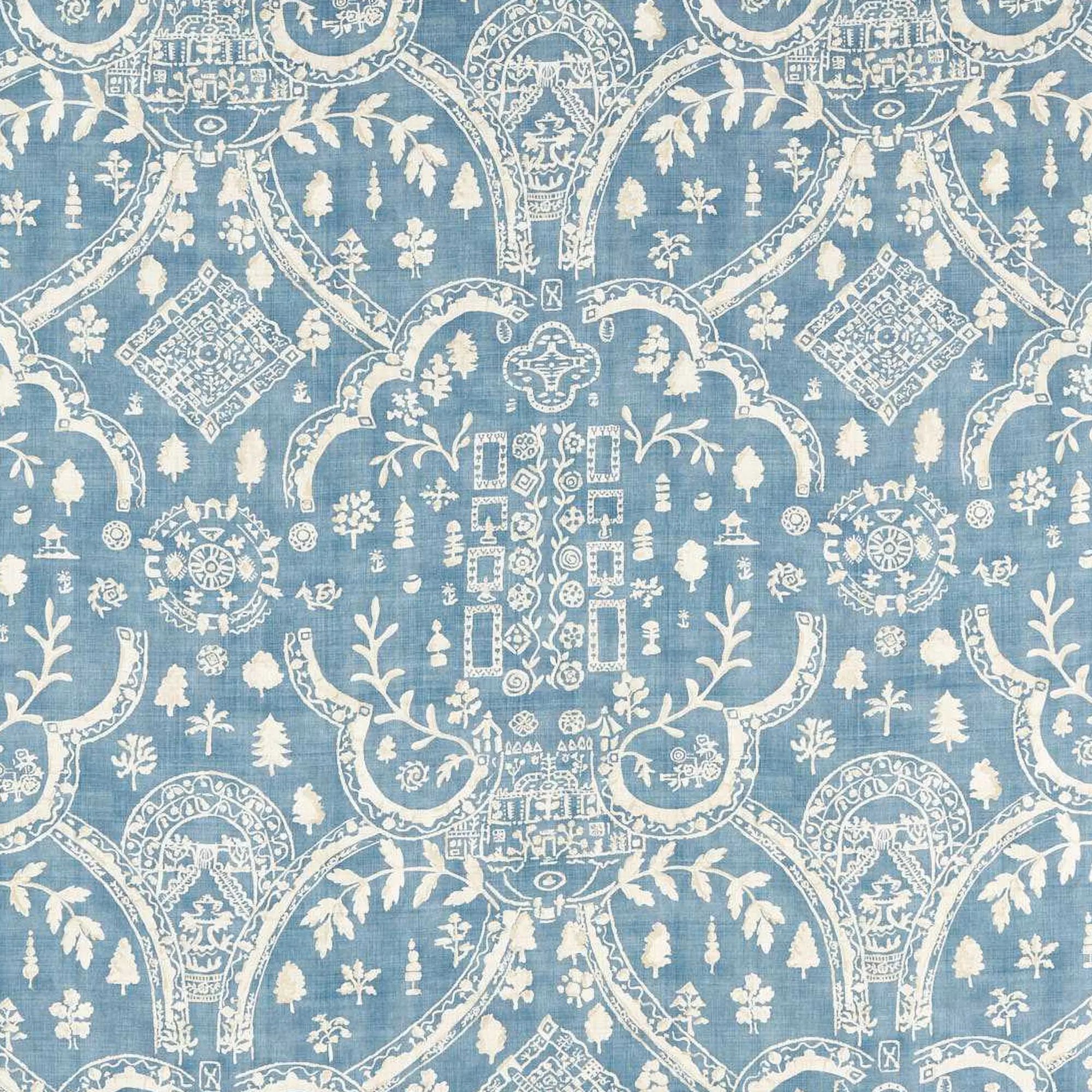 White and blue floral fabric