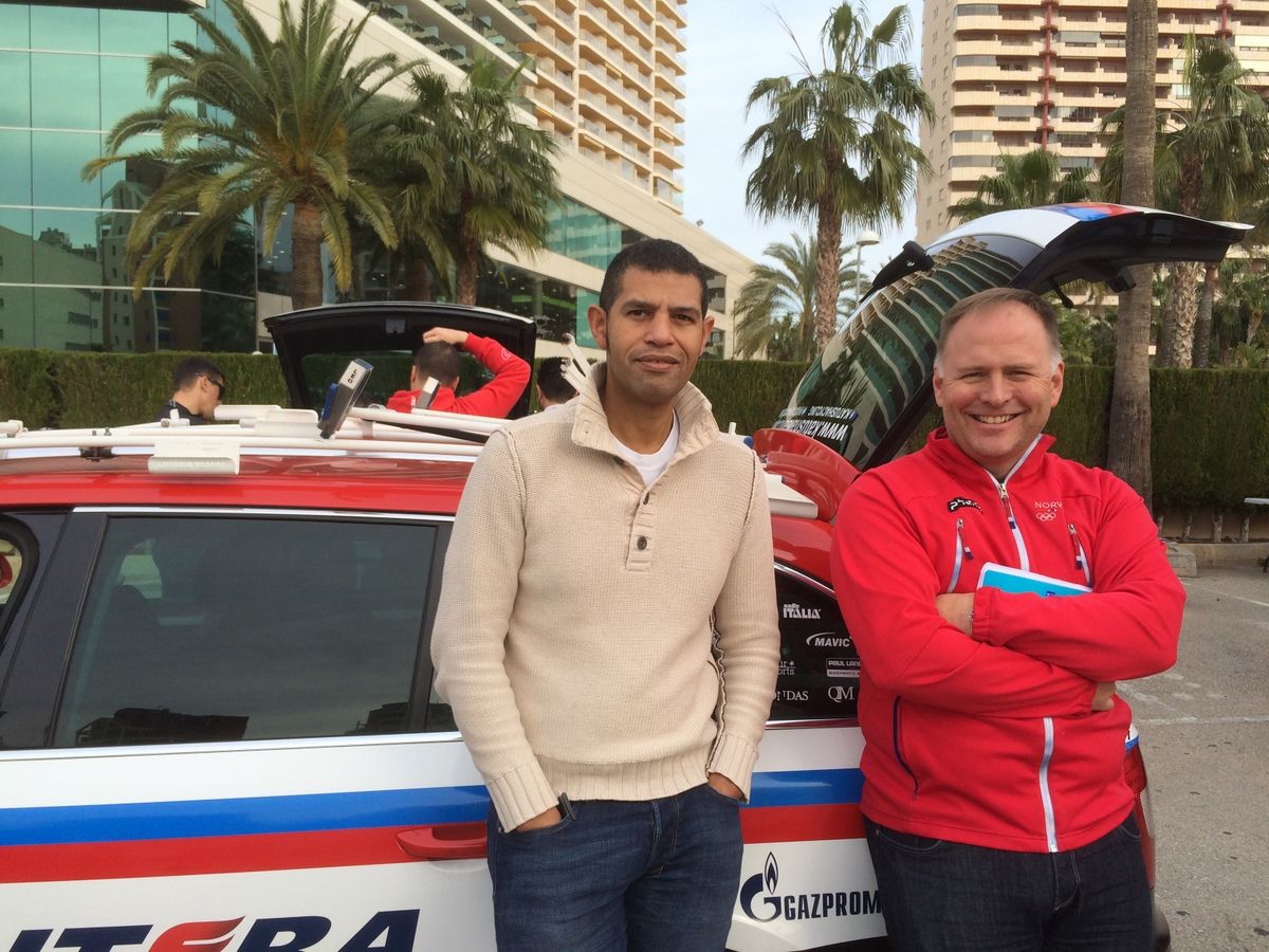 Nutritionist Rob Child and trainer Stein &Oslash;rn are part of the Katusha team staff