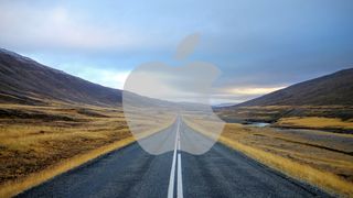 Apple Car Apple logo overlaid on a road leading to the horizon