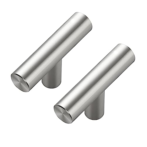 Ravinte Decor 30 Pack Brushed Nickel Cabinet Knobs - Kitchen Silver Pulls for Drawer Stainless Steel Dresser Hardware 2in Length Single Hole T Bar, Rdt50ls30