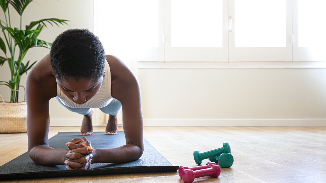 A woman doing the plank