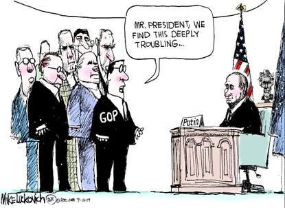 Political cartoon U.S. GOP concerns Russian collusion Putin presidency