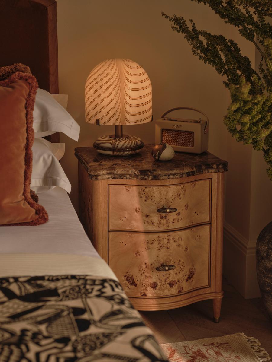 Valerie Bedside Table, Dark Emperador Marble