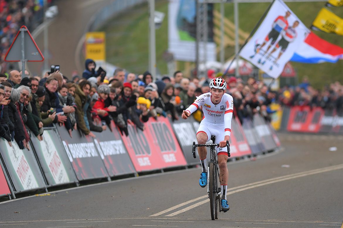 Mathieu van der Poel heads for the line