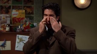 Ross getting upset over the moist maker in Friends.