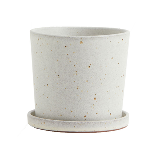A white speckled planter