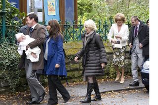 A shaken Tony enters the church for baby Liam's christening, having agreed to sign over his Underworld shares to Carla to keep her quiet.