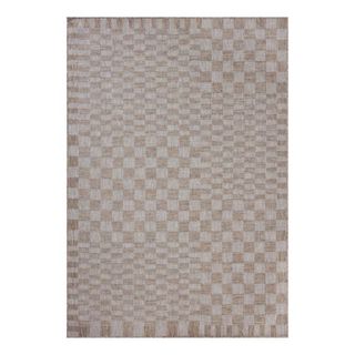 checkered beige rug