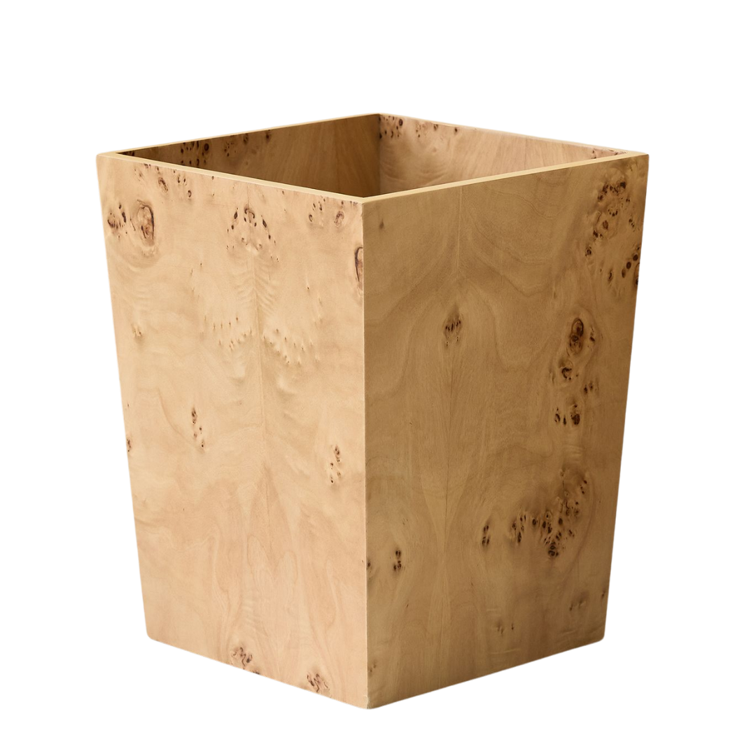 Burled Wood Waste Bin