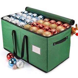 Keten Christmas Ornament Storage box bag in green 