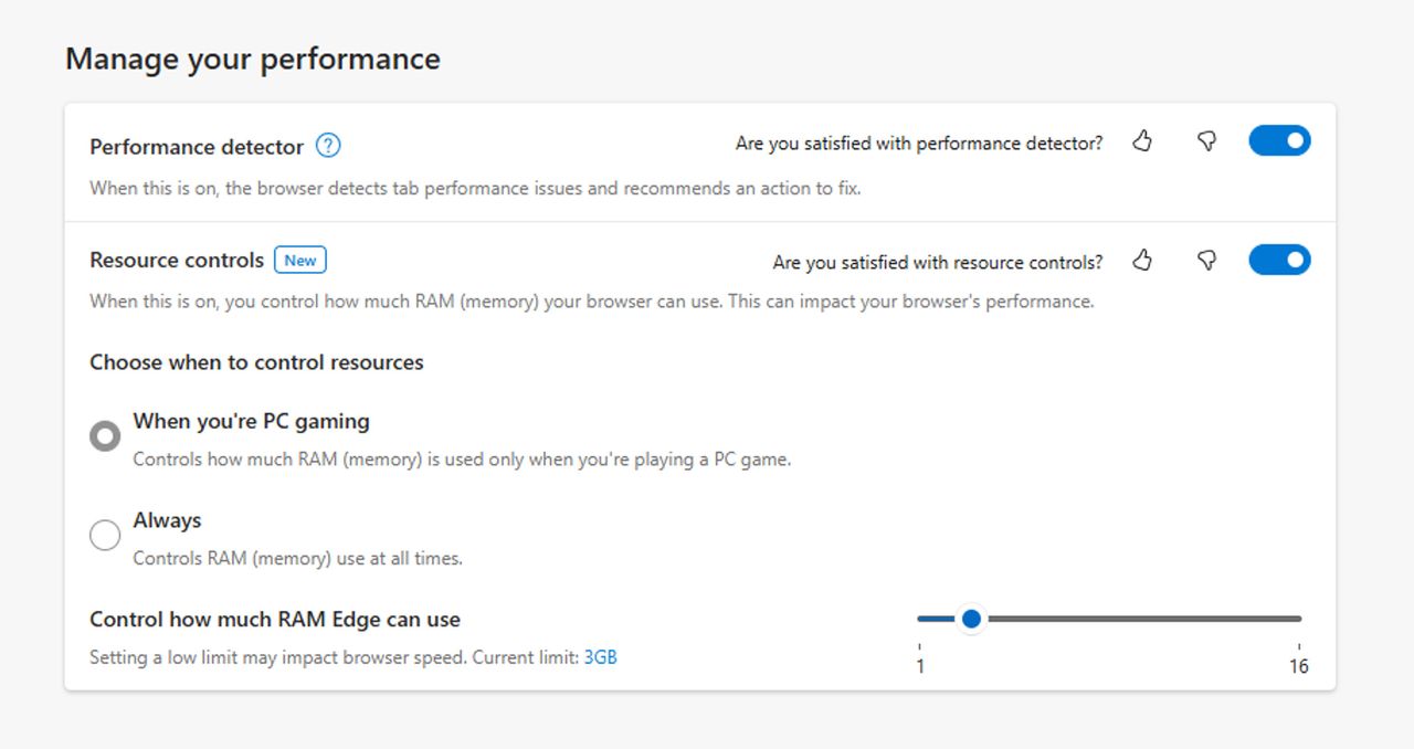 Microsoft Edge beta RAM Limiter