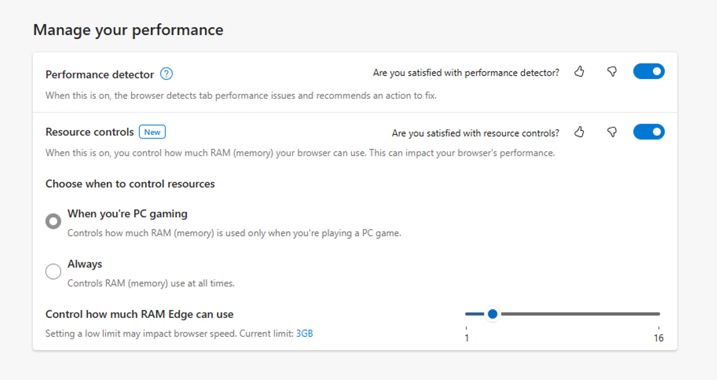 Microsoft Edge beta RAM Limiter