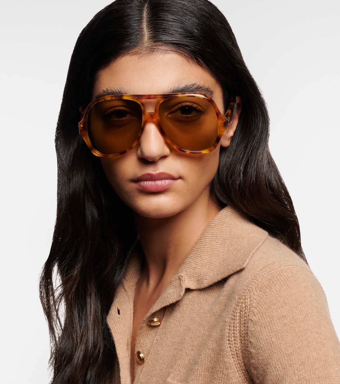 Logo Aviator Sunglasses in Brown - Chloe
