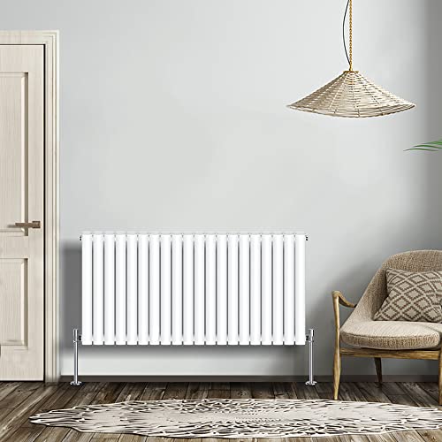 Nrg Modern Radiator Gloss White 600x1180mm Double Oval Panel Heater Interior Designer Horizontal Bathroom Radiators