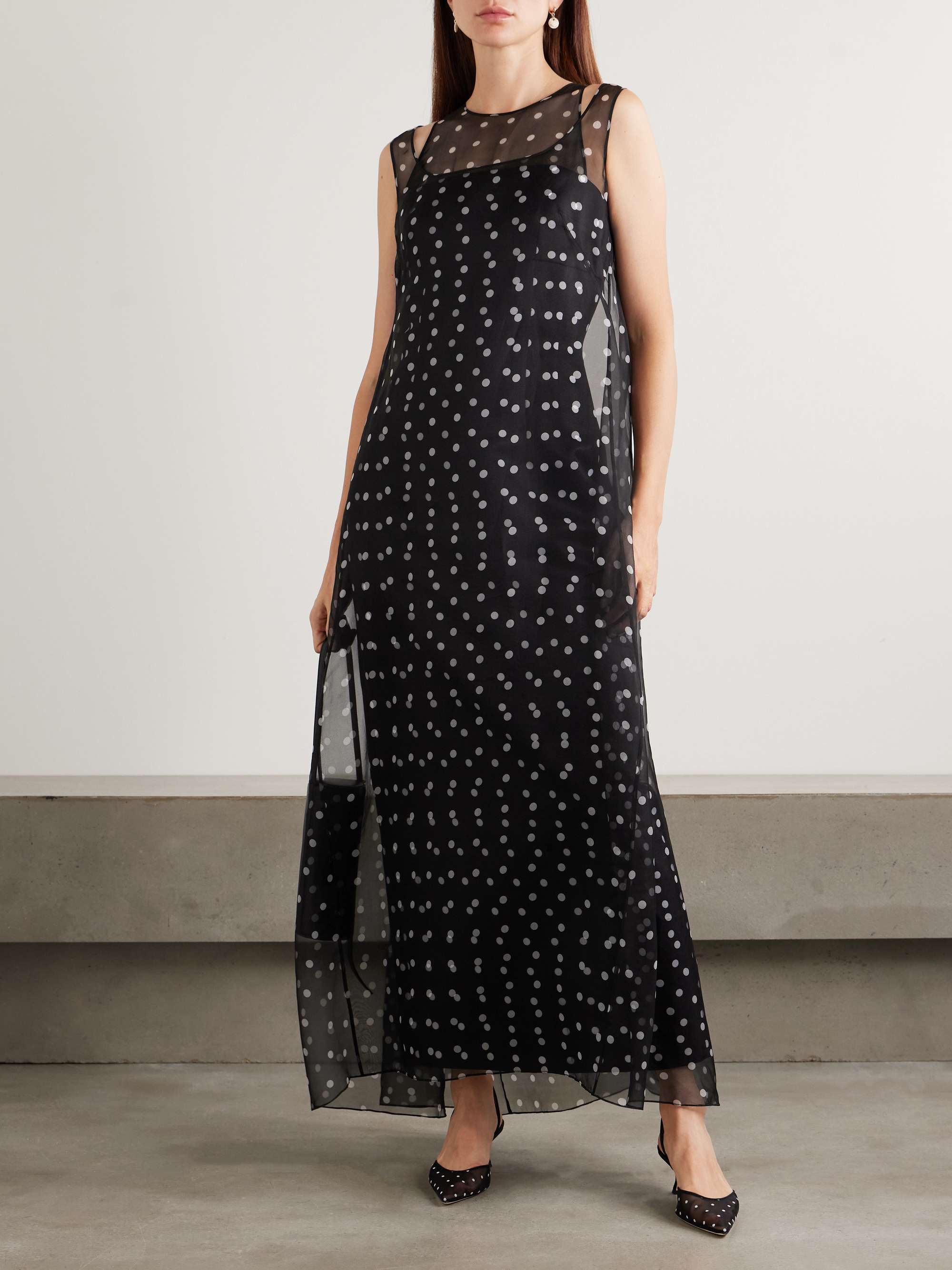 Selina Polka-Dot Silk Organza and Faille Dress