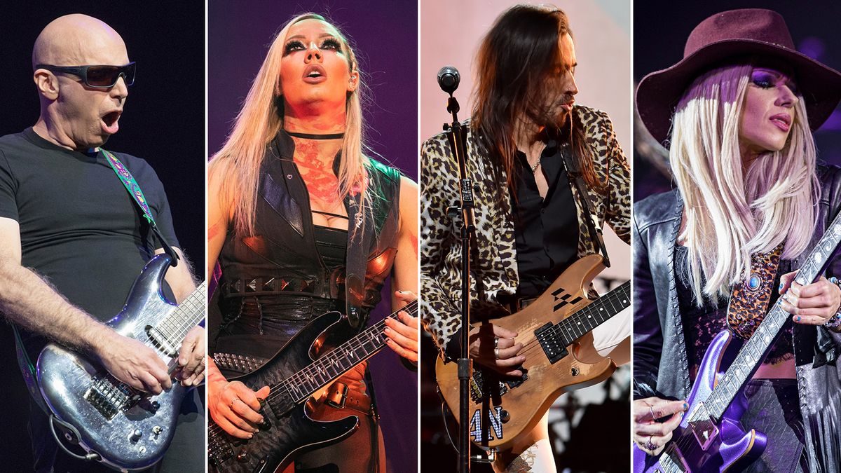 [L-R] Joe Satriani, Nita Strauss, Nuno Bettencourt and Orianthi