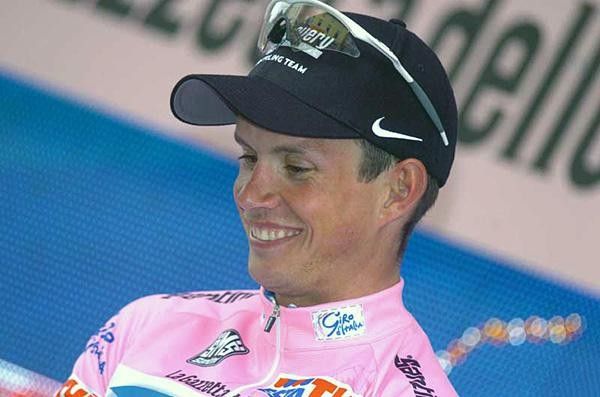 Paolo Savoldelli (Discovery Channel) with a pink grin