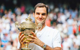 Roger Federer winning Wimbledon in 2017.