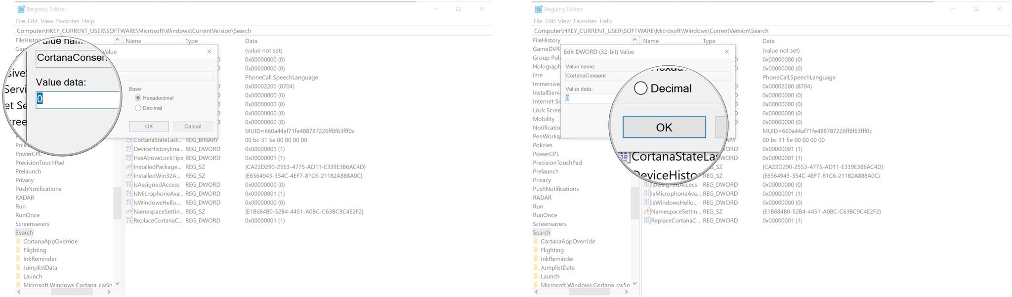 Type 0 in the data field. Click OK.