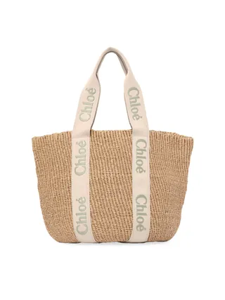 Large wooden basket tote bag