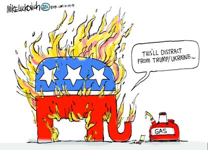 Political Cartoon U.S. Trump Ukraine GOP Fire Distraction