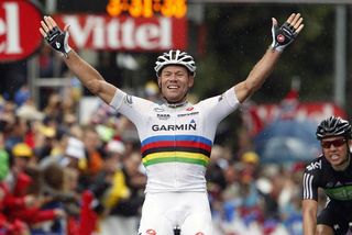 Thor Hushovd (Garmin-Cervelo) wins his second stage of the 2011 Tour de France.