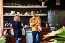 A couple in a high-end kitchen
