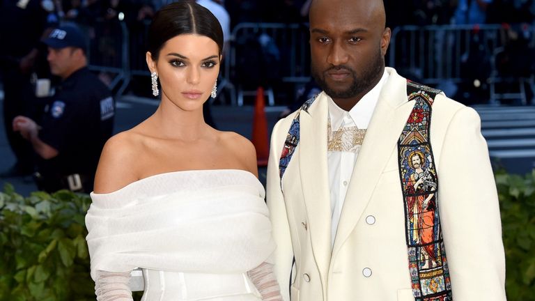 Kendall Jenner (L) and Virgil Abloh attend the Heavenly Bodies: Fashion & The Catholic Imagination Costume Institute Gala at The Metropolitan Museum of Art