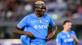 Napoli striker Victor Osimhen looks on during a Serie A match against Bologna in September 2023. 