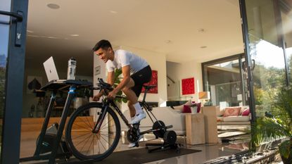 Image shows a rider completing a cycling fitness test.