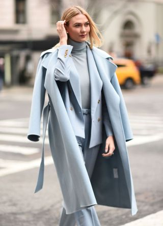 Karlie Kloss in a blue outfit