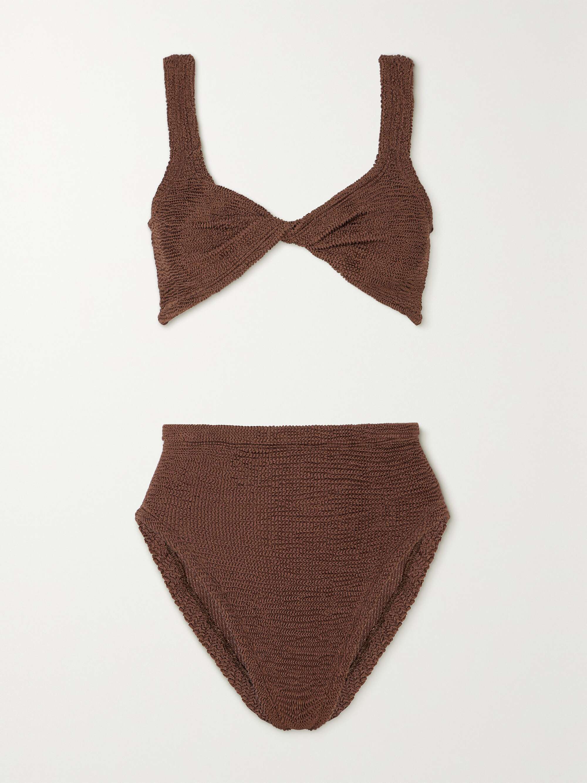 Jamie Twist-Front Metallic Seersucker Bikini