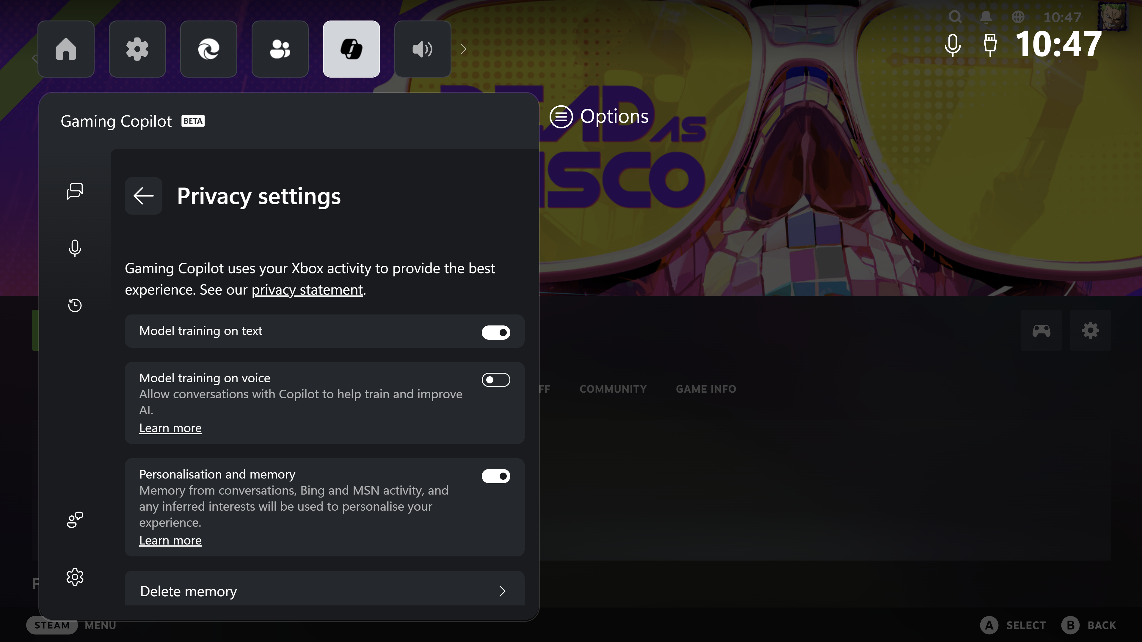 Screenshot of Xbox Game Bar&#039;s Gaming Copilot