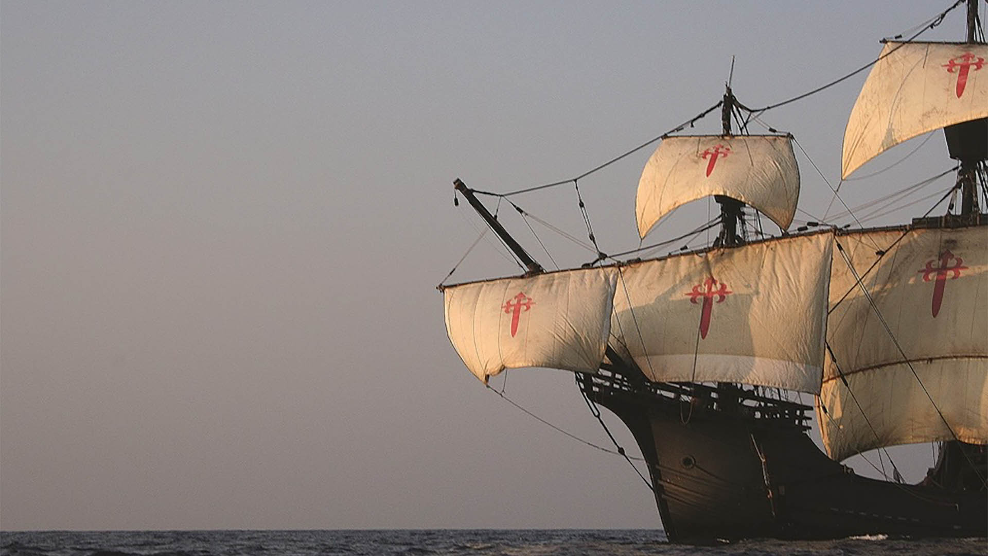 A photo of the ship Nao Victoria. 