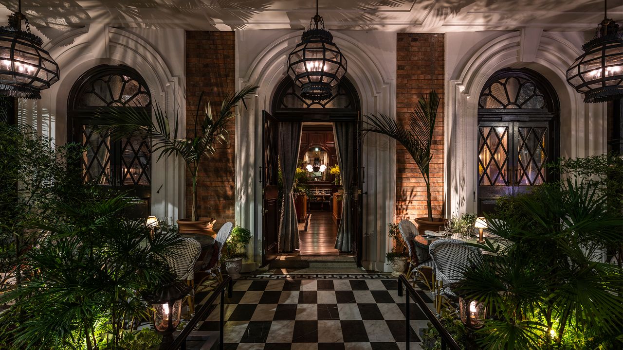 shot of doors and plants at The Magistracy, a restaurant that&#039;s part of Wallpaper&#039;s Hong Kong tour