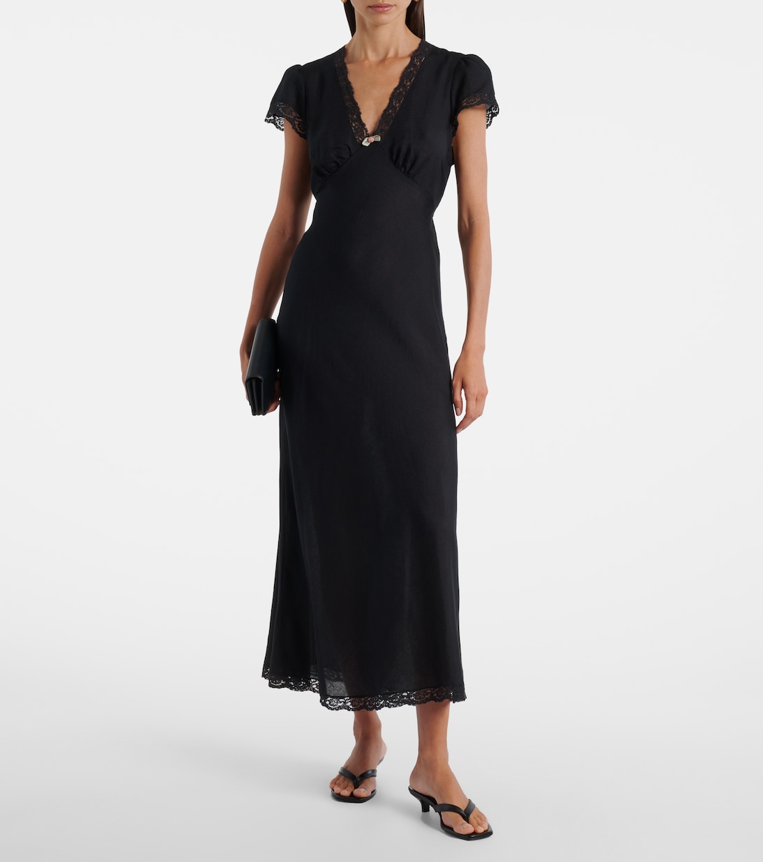 Clarice Lace-Trimmed Midi Dress