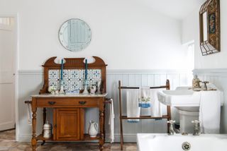 Washstand in traditional bathroom