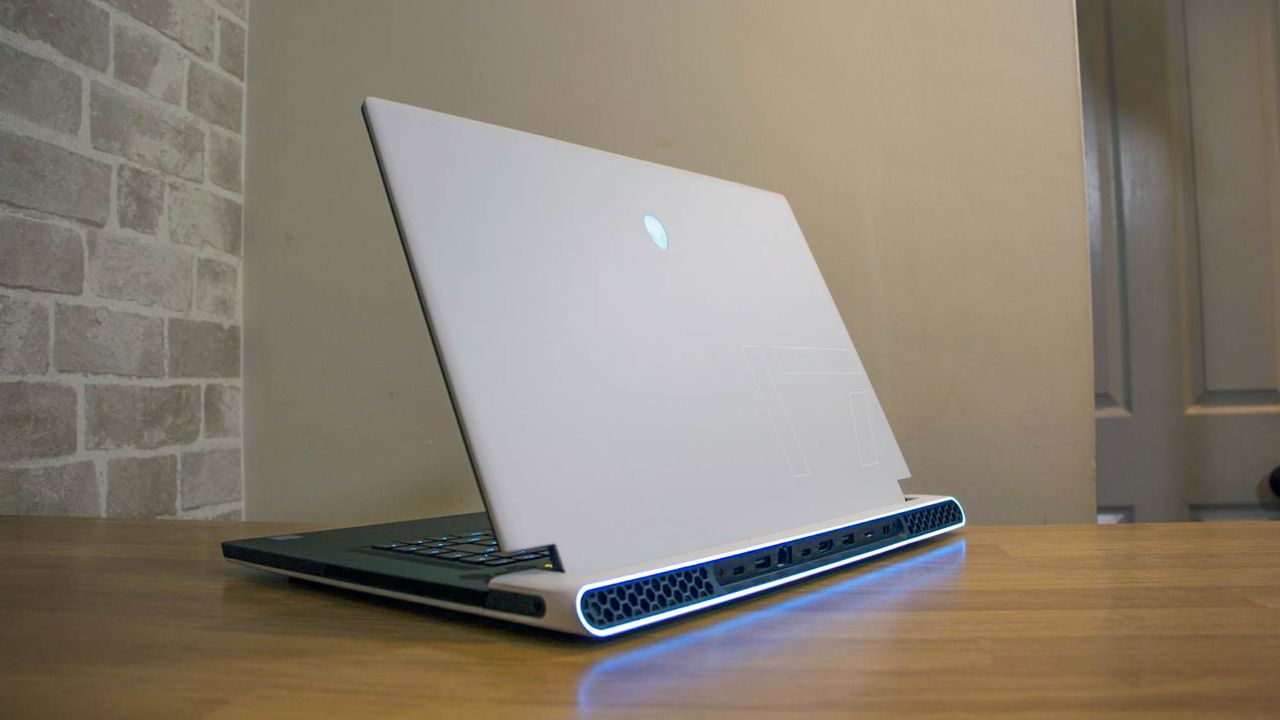 A photograph of the Alienware x17 R2's rear chassis