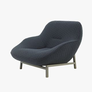 Dark grey material arm chair with metal frame