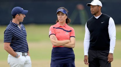 Tiger Woods and Rory McIlroy with Georgia Hall